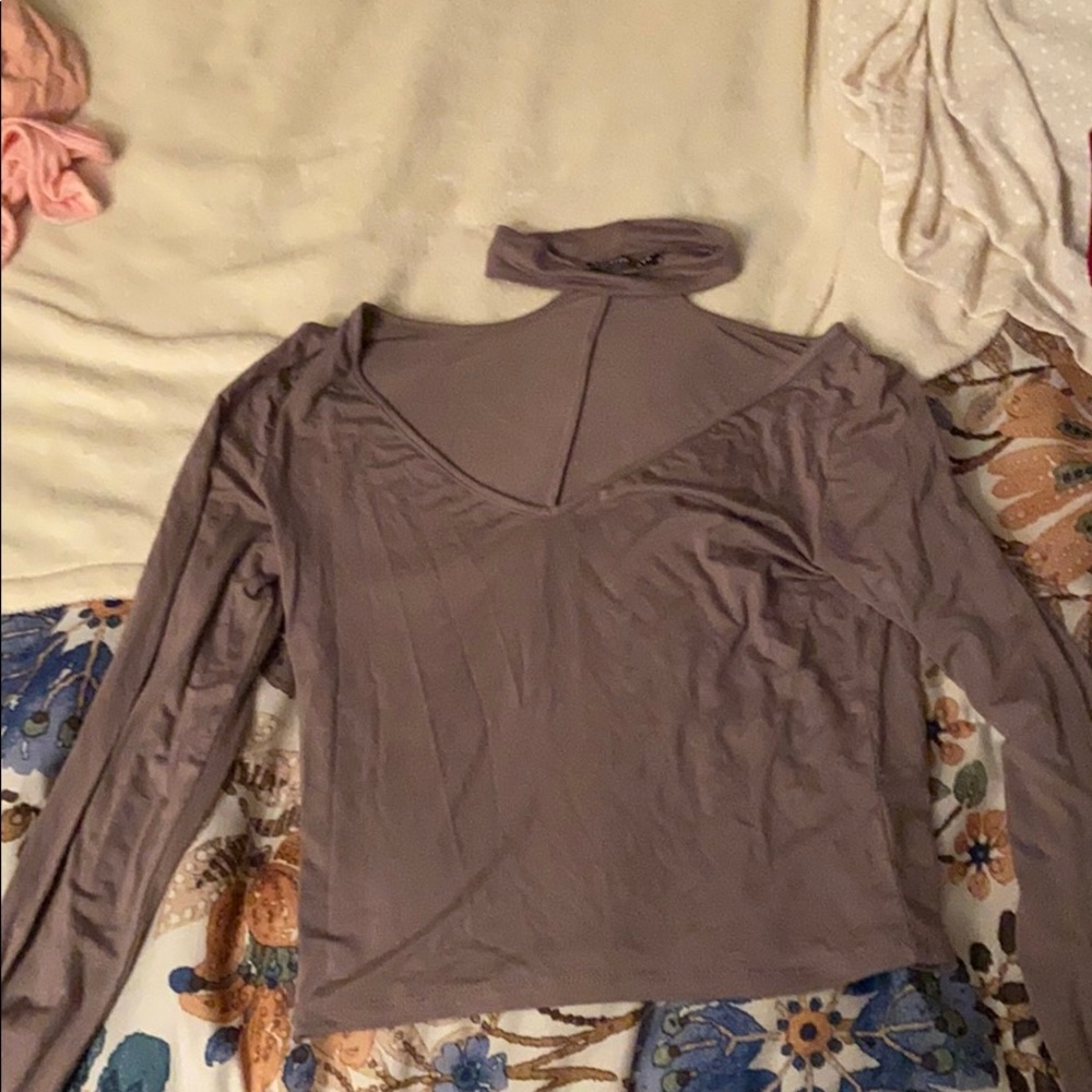 Grey fashion nova long sleeve crop top